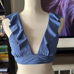 Robin Piccone Size Large blue & white polka dot swim suit top Bikini top